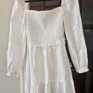Aritzia Wilfred Peasant Textured White Dress